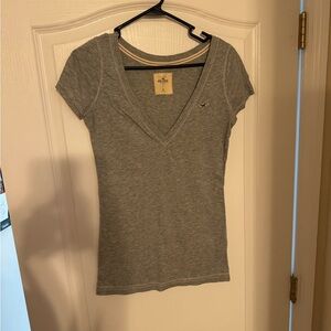 Hollister Gray Fitted Cap Sleeve Tee